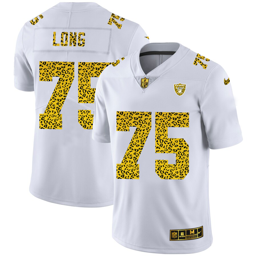 Las Vegas Raiders #75 Howie Long Men Nike Flocked Leopard Print Vapor Limited NFL Jersey White->oakland raiders->NFL Jersey